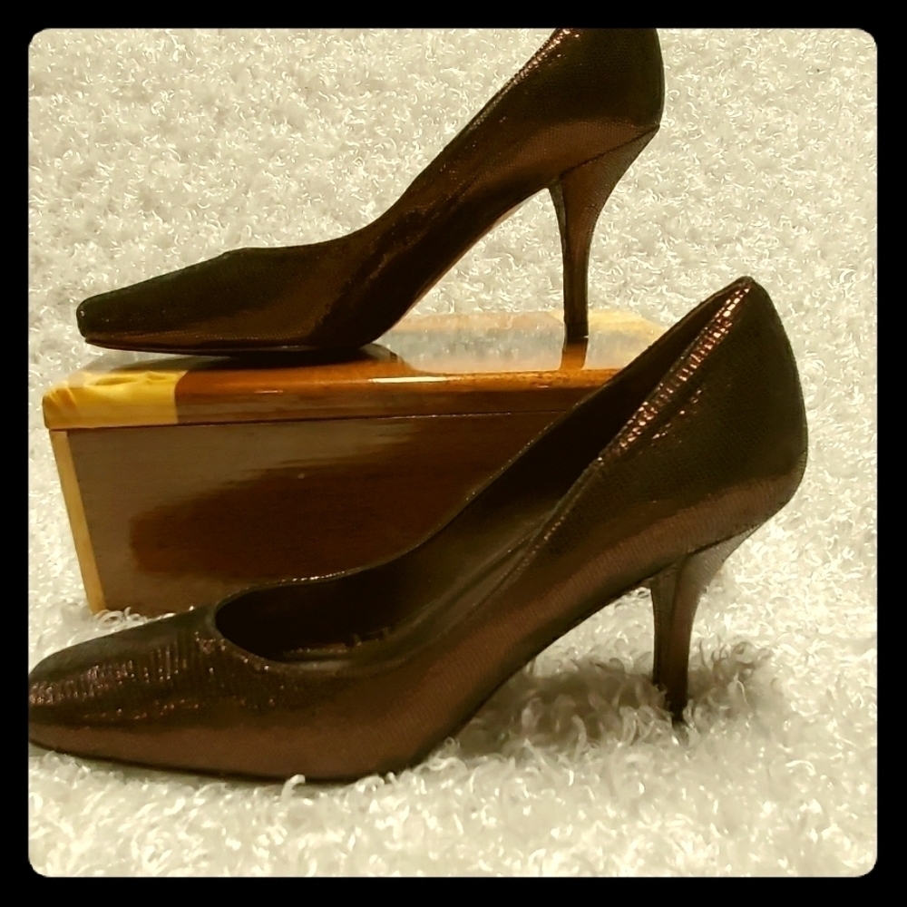 New Rangoni Firenze Leather Shiny Brown Heels
